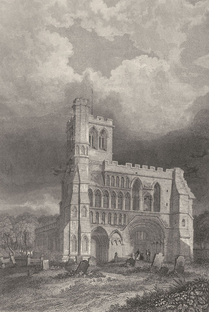 BEDFORDSHIRE. Dunstable Priory Church(West front). DUGDALE 1845 old print